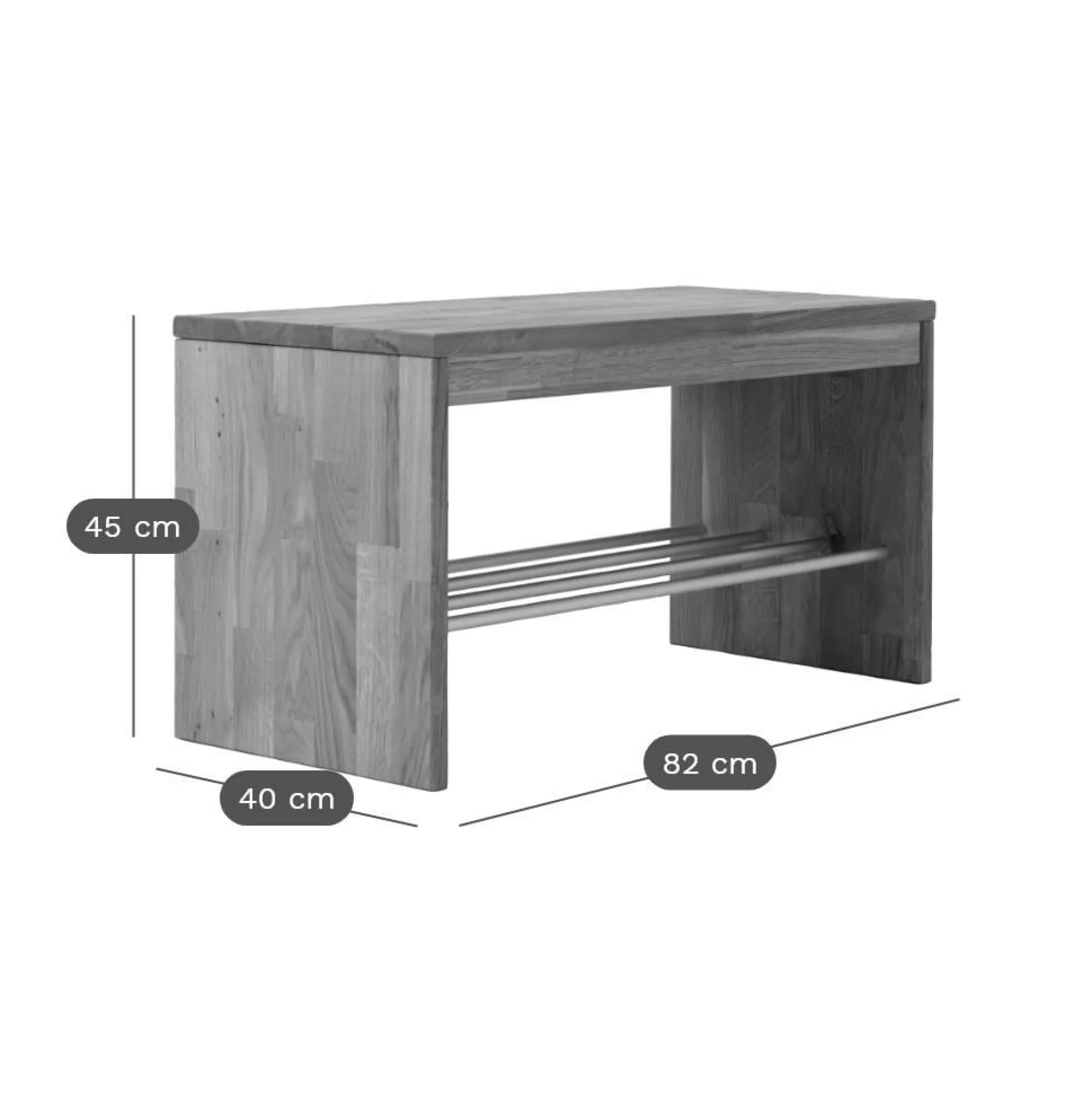 Camif Meubles D'Entrée>Banc à chaussures bois massif 1 place Cyriel -