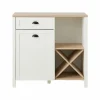 Camif Buffets>Buffet bas blanc et décor bois 1 porte 1 tiroir Pivoine