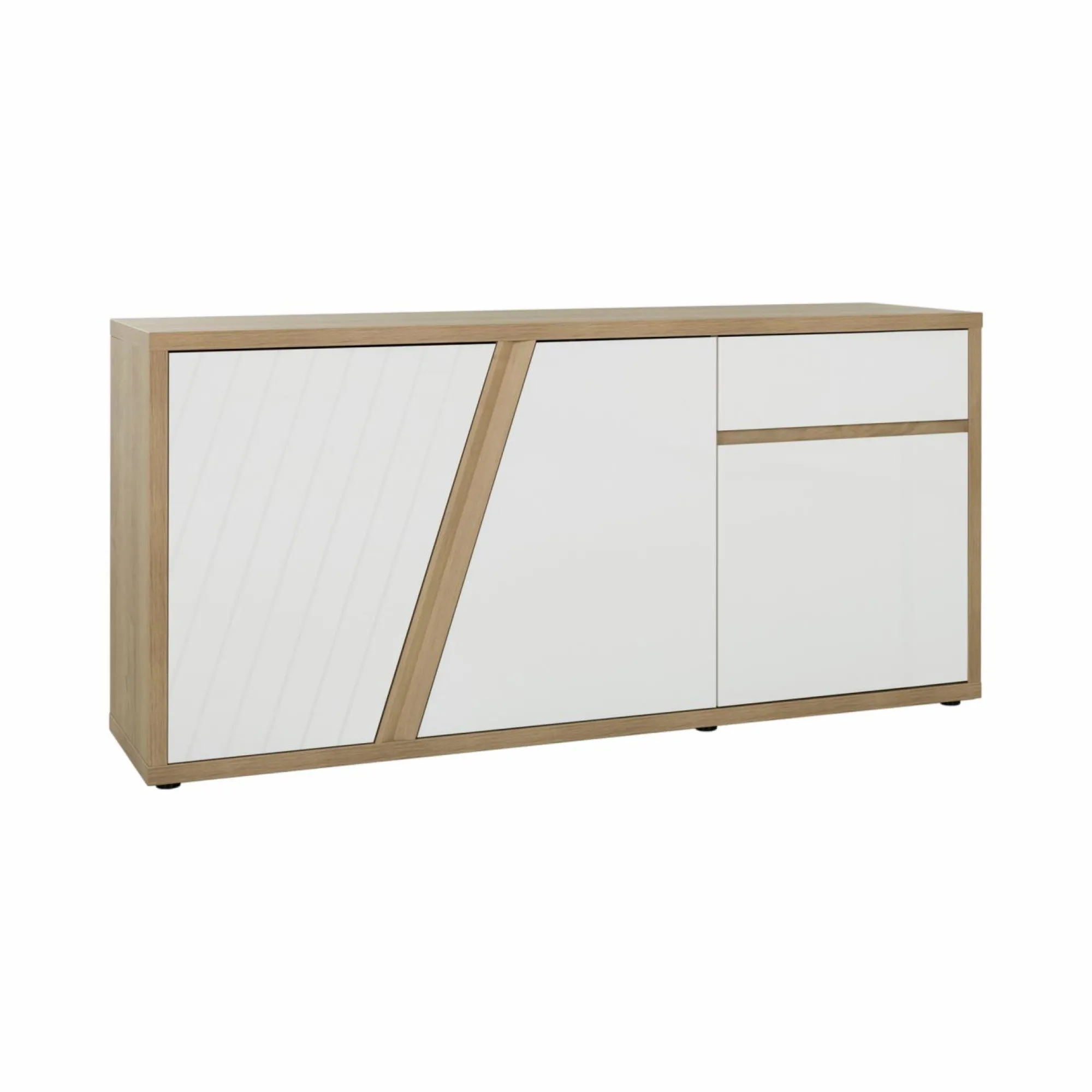 Camif Buffets>Buffet décor bois et blanc 3 portes 1 tiroir Gustave