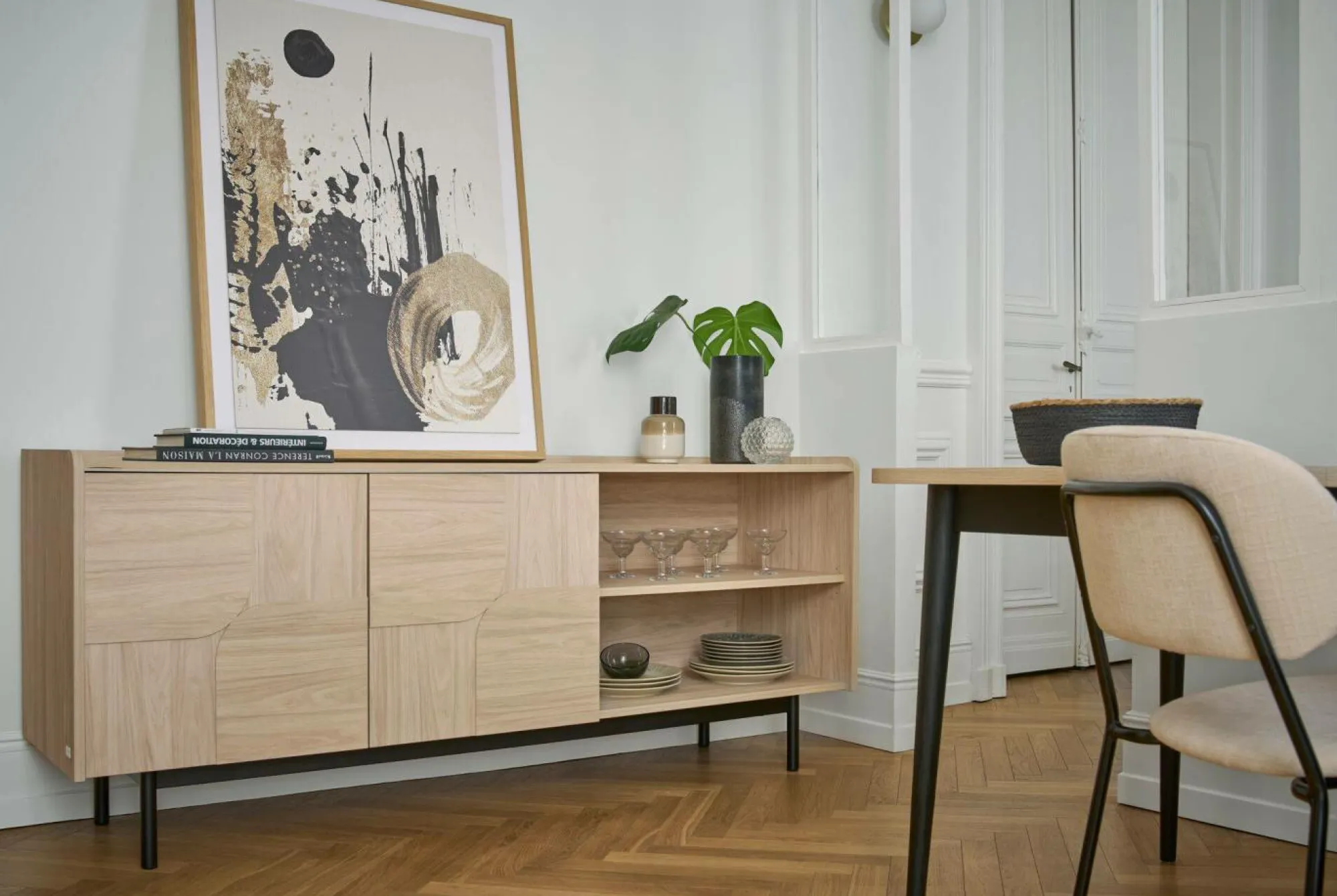 Camif Buffets>Buffet décor bois pieds métal 2 portes Mila