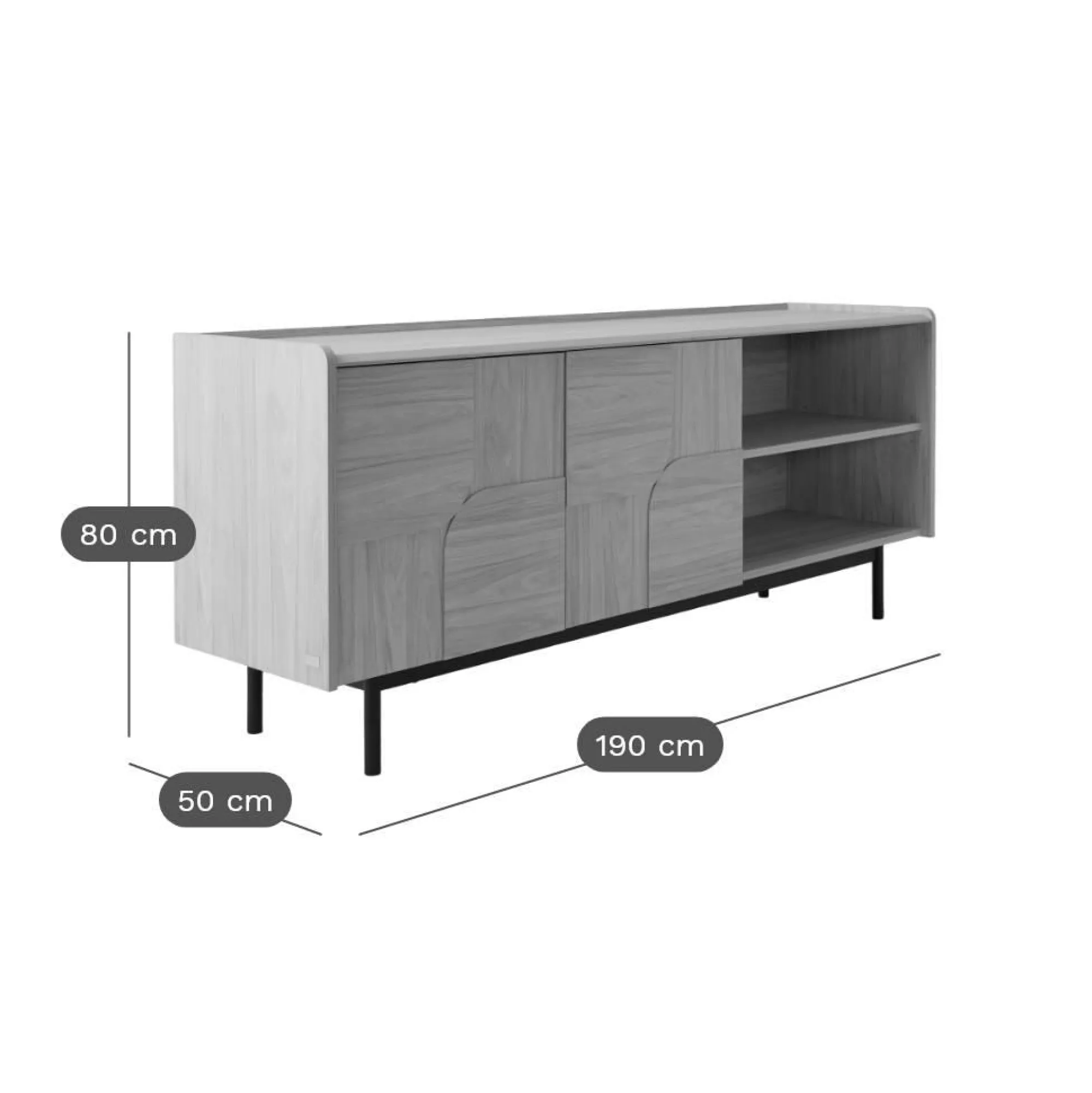 Camif Buffets>Buffet décor bois pieds métal 2 portes Mila