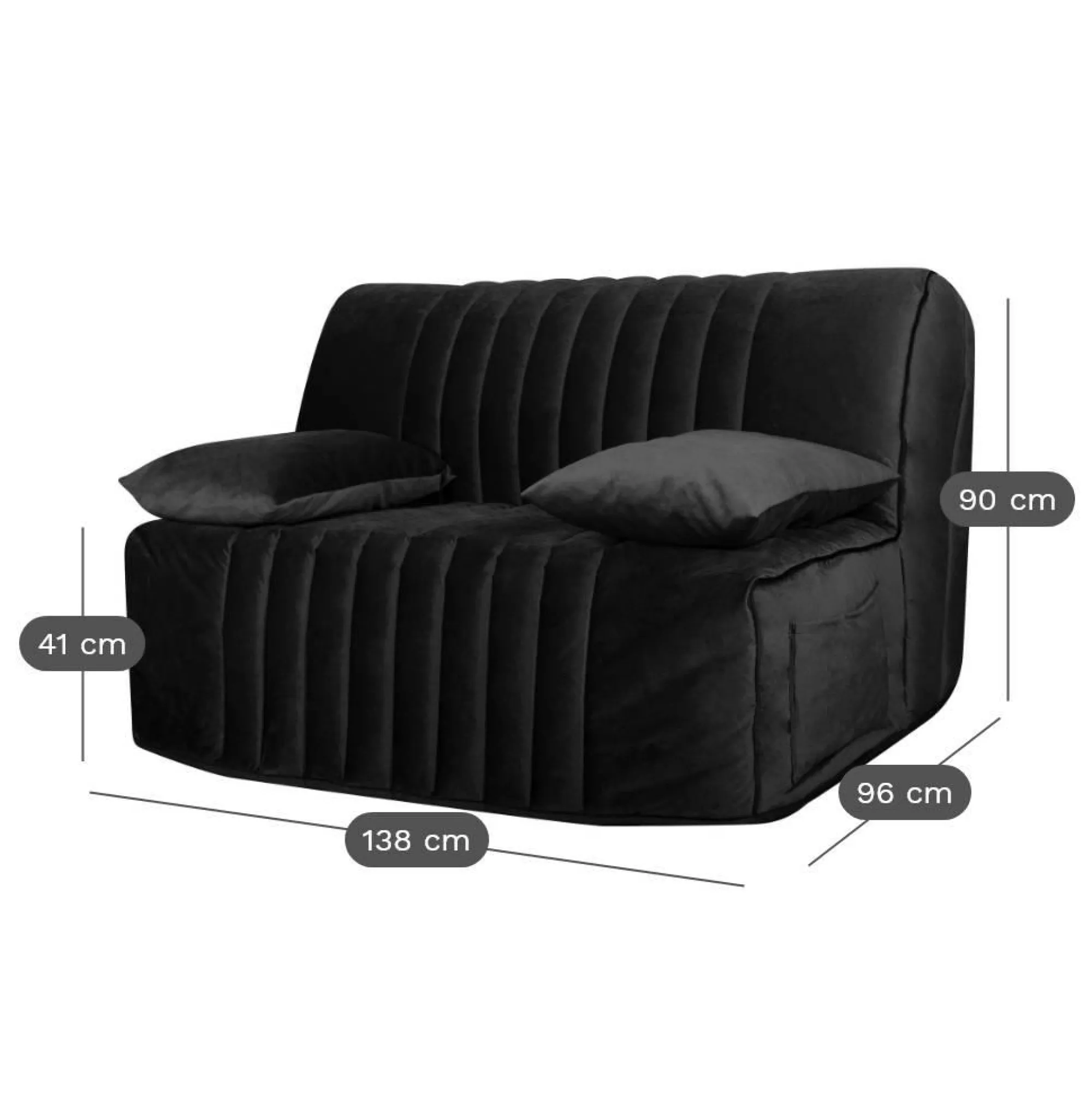 Camif Bz>Canapé BZ velours matelas 15 cm Oriane - - Matelas mousse HR