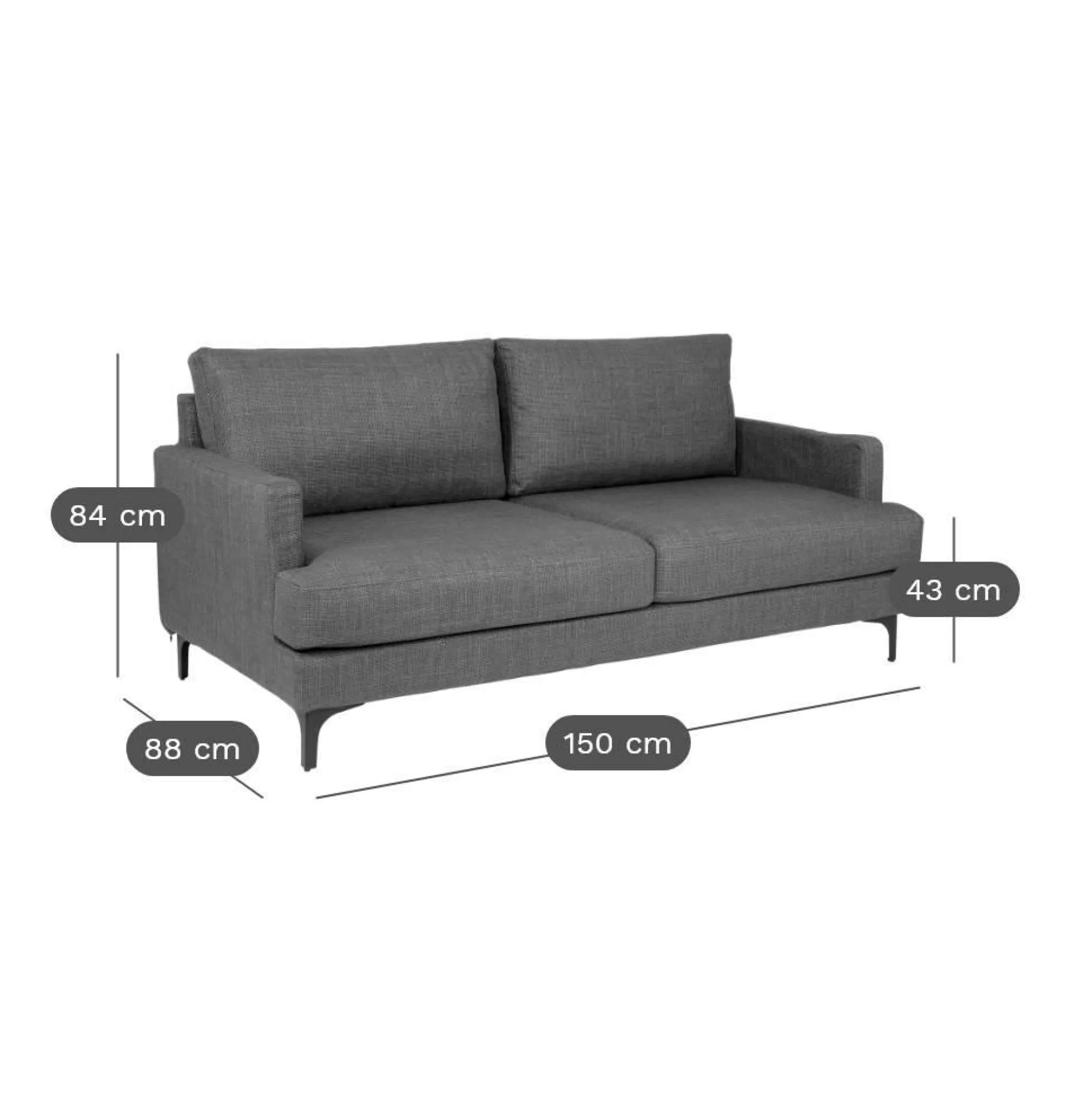 Camif Canapés Fixes>Canapé tissu déhoussable Merlin - - 2 places