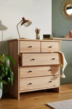 Enfant Camif Chambres Enfant|Chambres Enfant>Commode bois massif 5 tiroirs Iris - - Poignées Noir