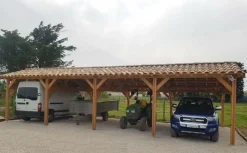 Camif Carports Et Pergola>CPBF-CHARPENTES Abri deux Pentes Faitage Décalé pour Voiture Champagne Ardenne en Bois Abri deux pentes faitage décalé - 650 x 1250 cm