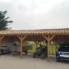 Camif Carports Et Pergola>CPBF-CHARPENTES Abri deux Pentes Faitage Décalé pour Voiture Champagne Ardenne en Bois - 550 x 400 cm