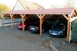 Camif Carports Et Pergola>CPBF-CHARPENTES Abri deux Pentes Faitage Décalé pour Voiture Champagne Ardenne en Bois - 550 x 400 cm