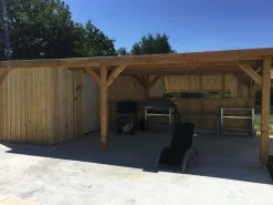 Camif Carports Et Pergola>CPBF-CHARPENTES Abri Toit Plat pour Voiture Île de France en Bois - 450 x 600 cm