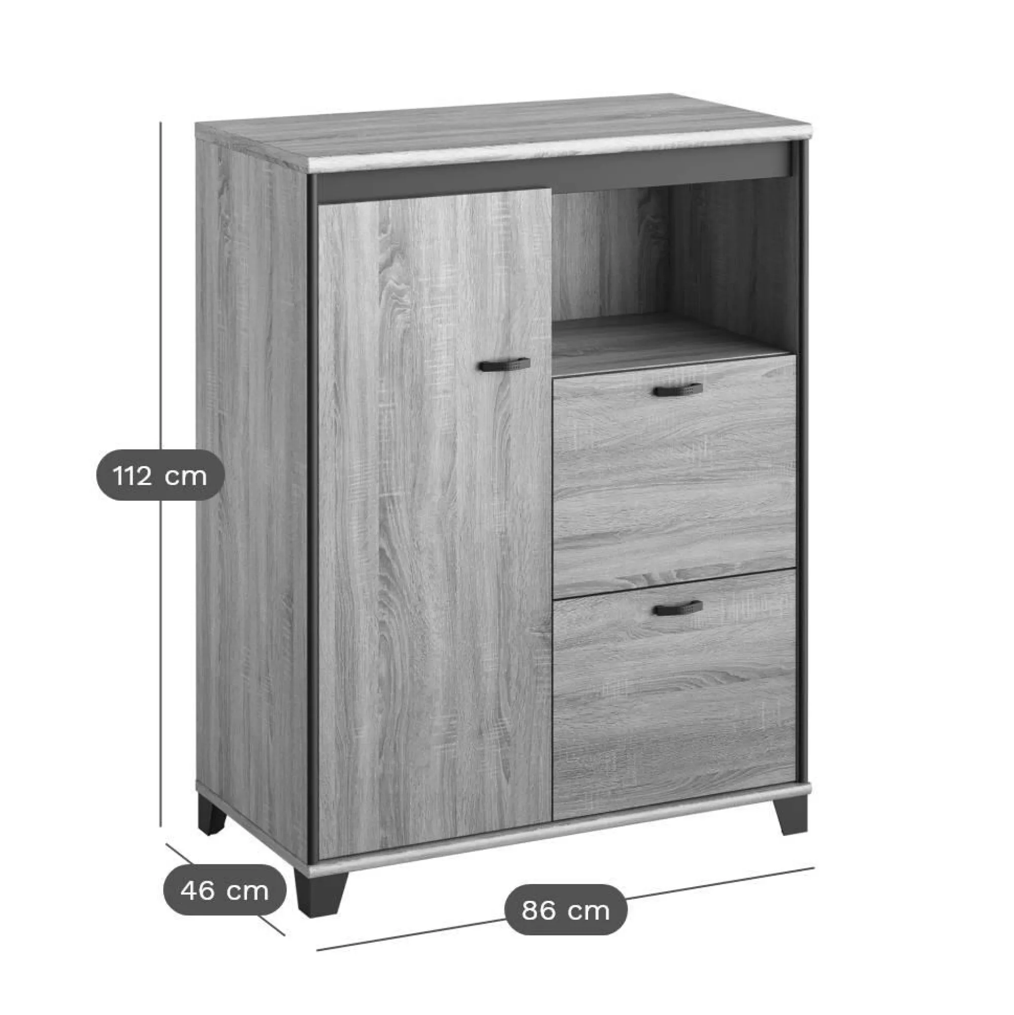 Camif Meubles De Rangement Bureau|Meubles De Rangement Bureau>C.PRO PAR Rangement 1 porte 2 tiroirs Gregory