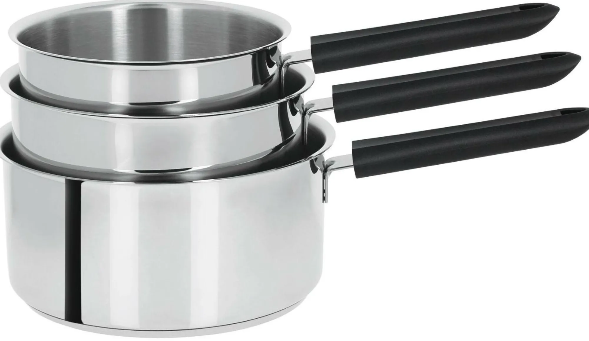 Camif Casseroles>CRISTEL Série de 3 casseroles Mutine 2 fixe avec poignée Bakelite noire