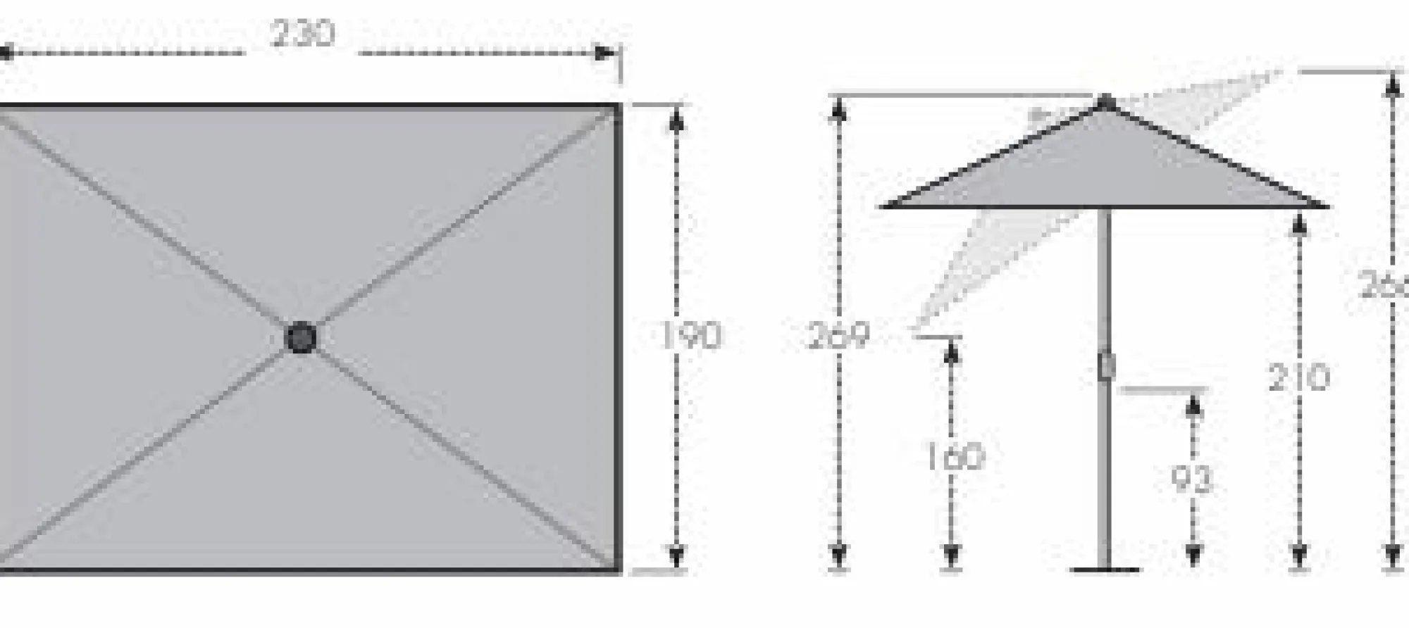 Camif Parasols>DOPPLER Parasol Rectangulaire 230 x 190 cm Sunline en Acier -