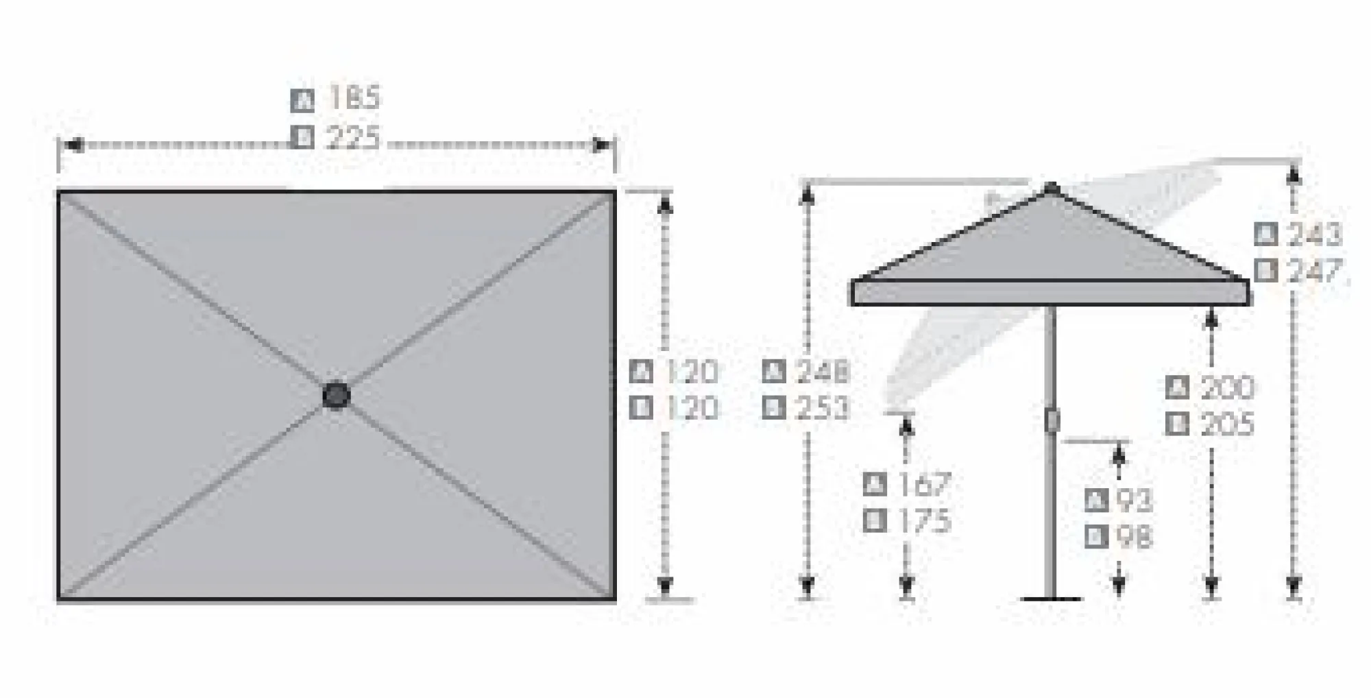 Camif Parasols>DOPPLER Parasol Rectangulaire 185 x 120 cm Sunline en Acier -