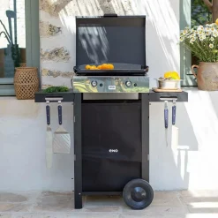 Camif Ensembles Planchas Et Dessertes>ENO Ensemble Plancha et Chariot Initial Gaz 50 en Acier Noir et Inox