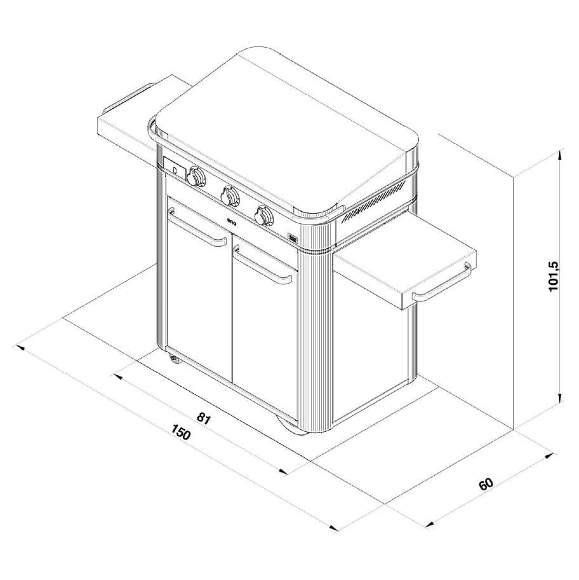 Camif Ensembles Planchas Et Dessertes>ENO Ensemble Plancha sign Gaz 80, Couvercle et Chariot -