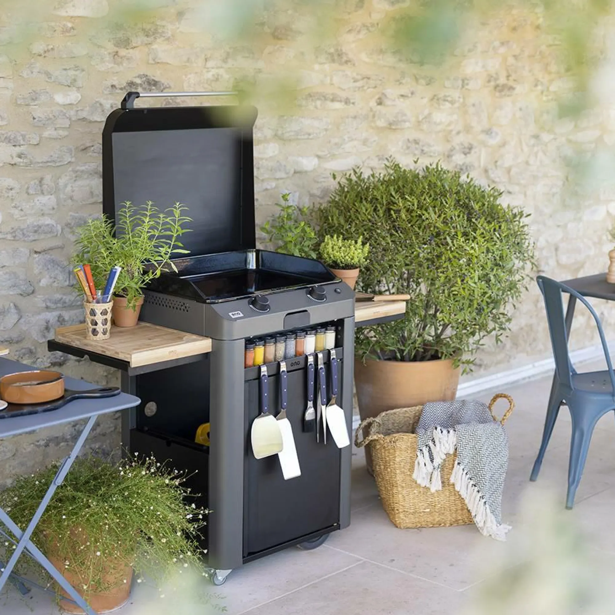 Camif Planchas>ENO Plancha Fusion Gaz 60 en Acier Gris Cargo