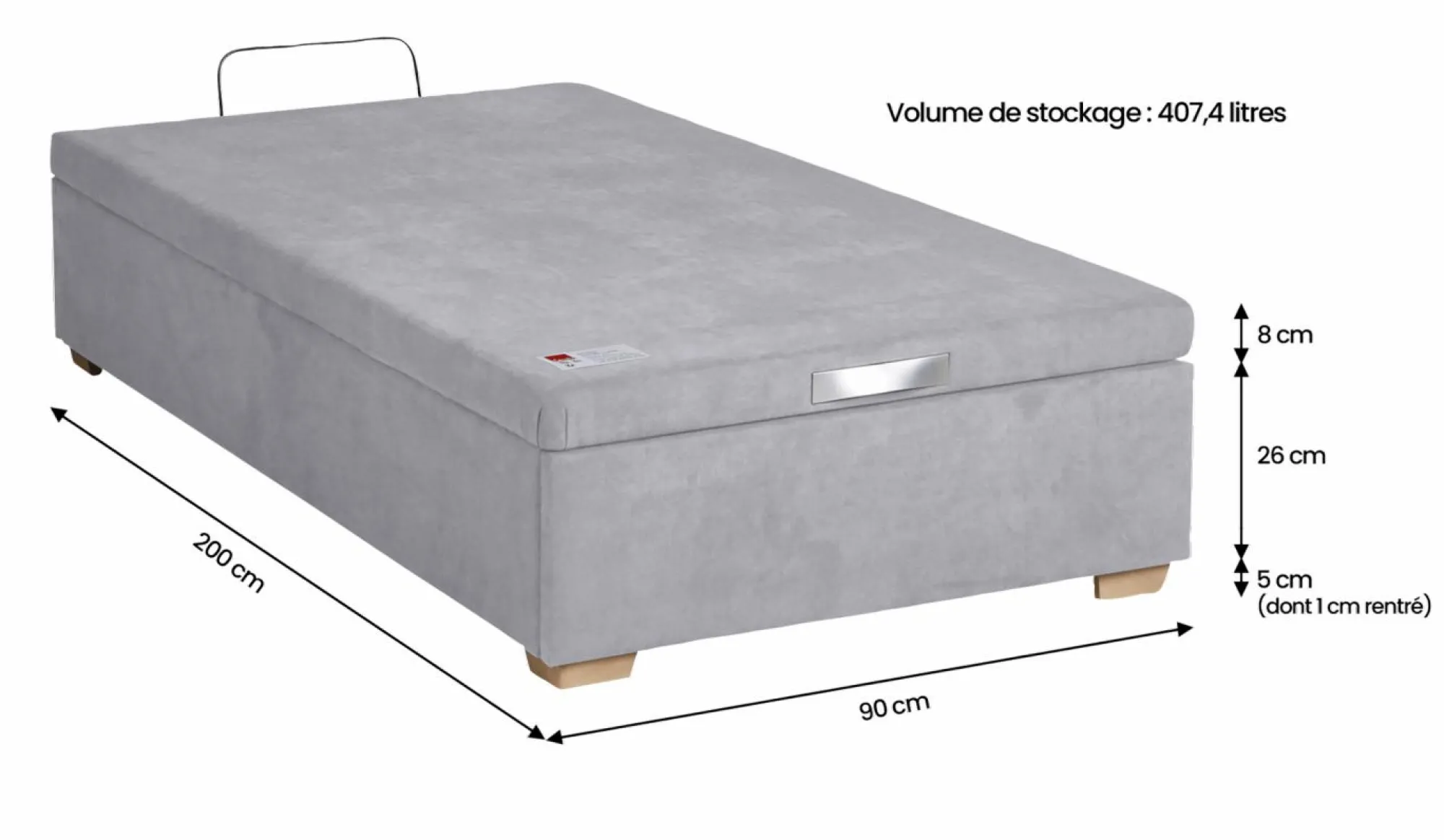 Camif Sommiers 140 X 190 Cm|Sommiers 160 X 200 Cm>EPEDA Sommier coffre 34 cm Hercule - - 90 x 200 cm