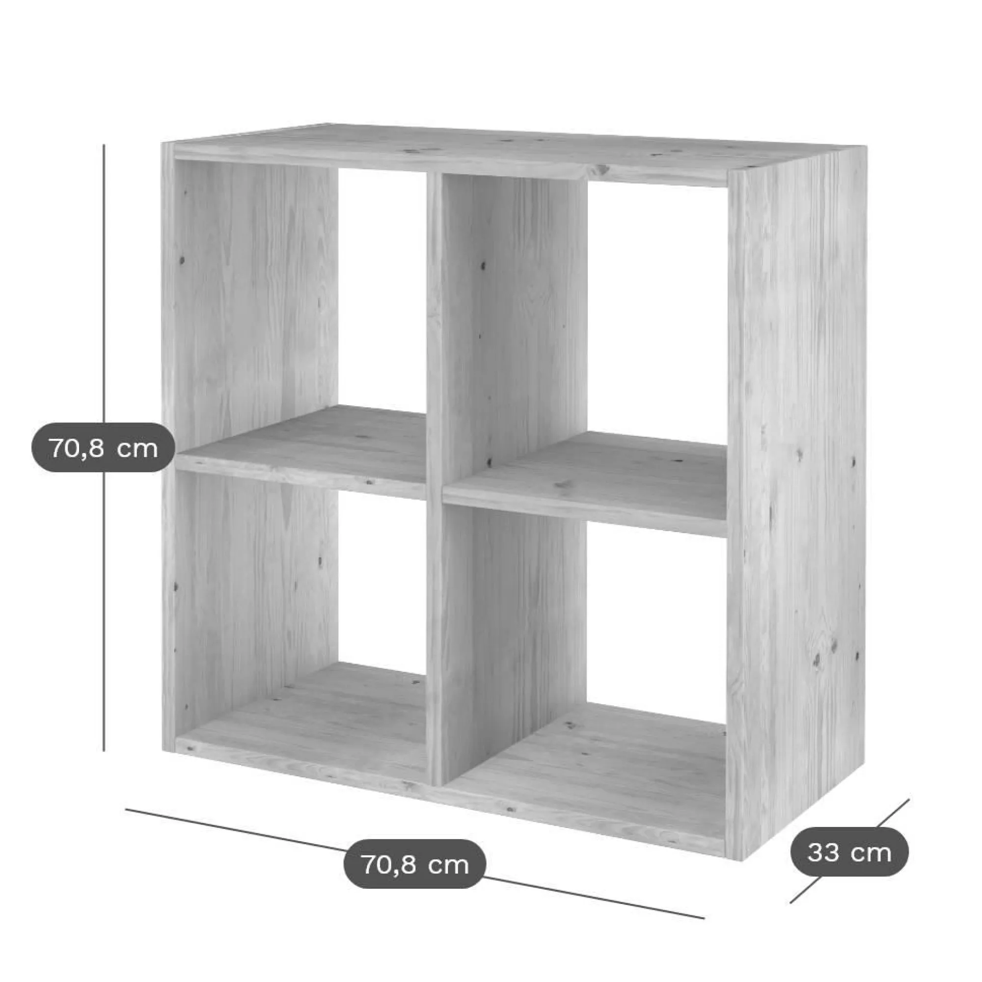 Camif Etagères>Etagère bois massif 2x2 cases Elio