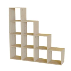 Camif Etagères|Bibliothèques>Etagère escalier bois massif moyenne version Elio