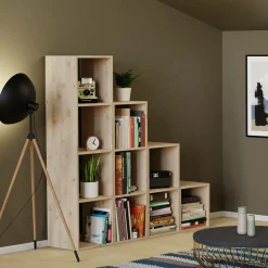 Camif Etagères|Bibliothèques>Etagère escalier bois massif moyenne version Elio