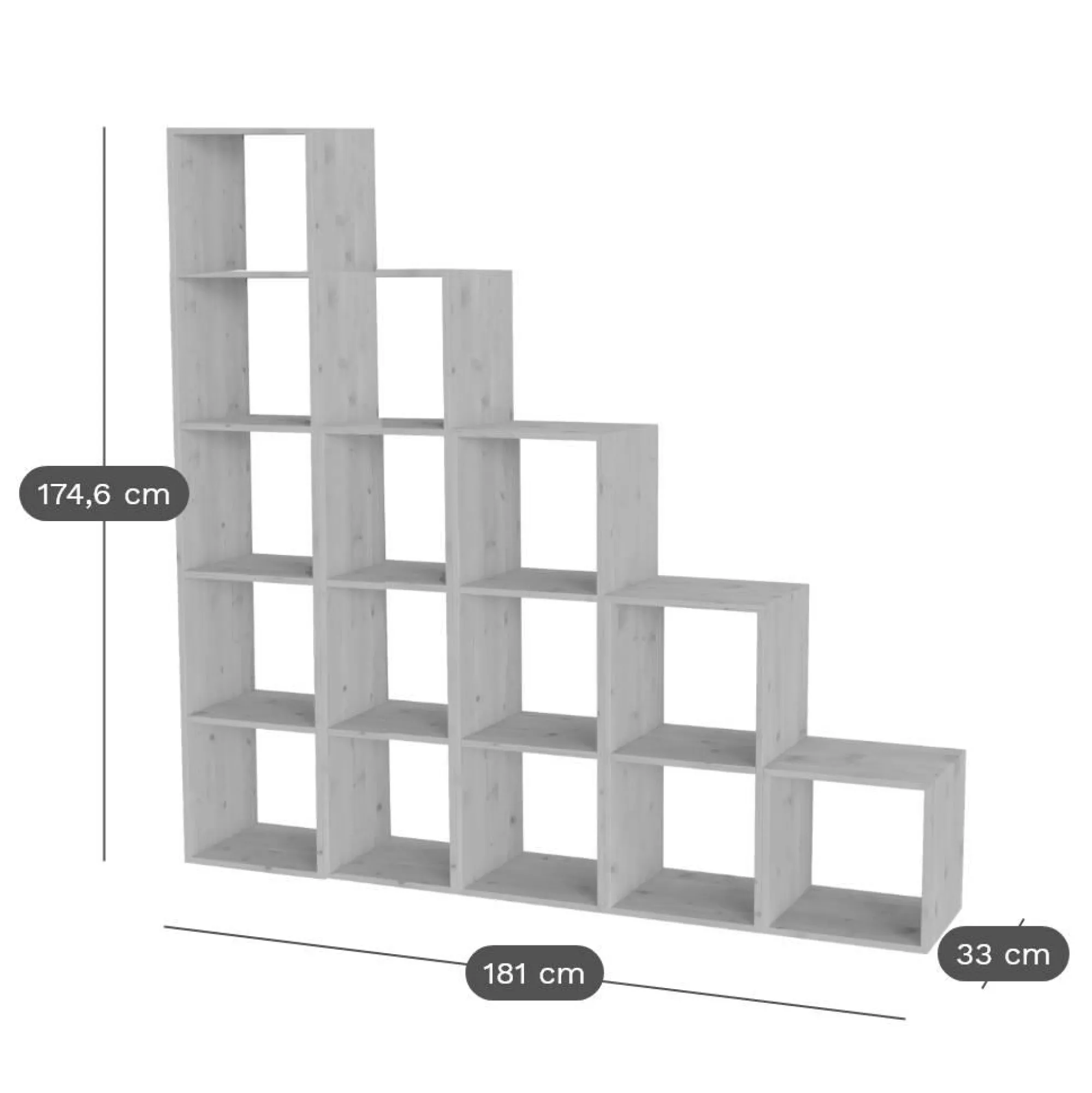 Camif Etagères|Bibliothèques>Etagère escalier bois massif moyenne version Elio