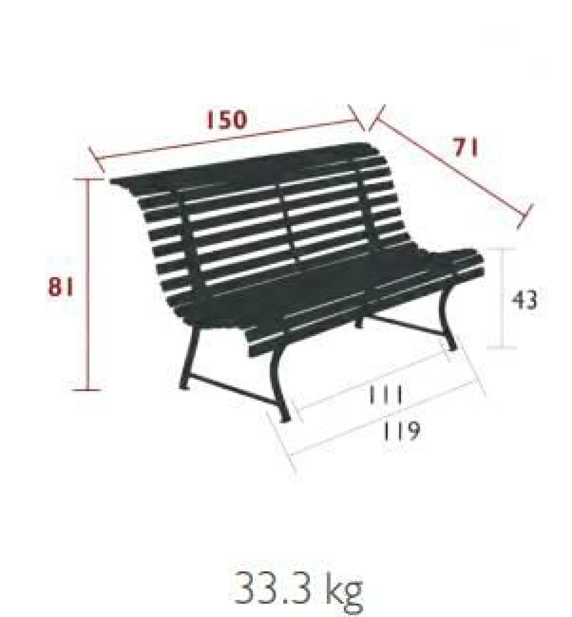 Camif Bancs De Jardin>FERMOB Banc 3 Places 150 cm Louisiane en Acier -