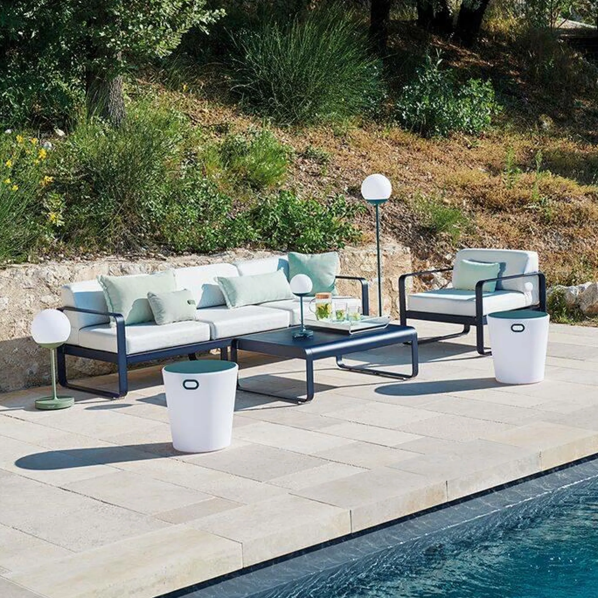 Camif Canapés Et Fauteuils De Jardin>FERMOB Canapé 2 Places Bellevie Blanc Grisé en Aluminium -