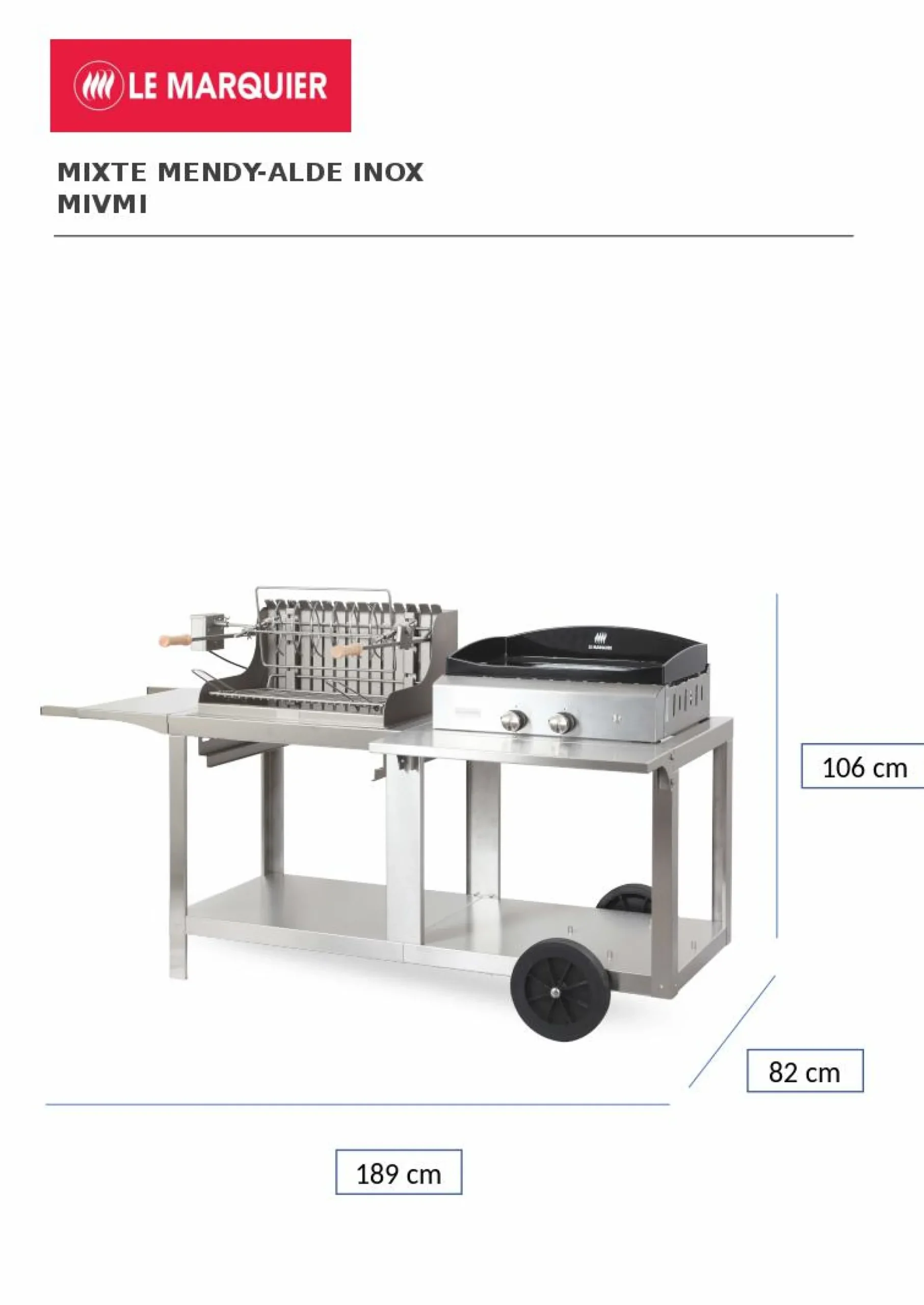 Camif Ensembles Planchas Et Dessertes|Barbecues>LE MARQUIER Ensemble Plancha, Barbecue et Chariot Mendy-Alde Baia en Inox