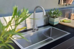Camif Cuisines D'Extérieur>LE MARQUIER Meuble avec Évier pour Cuisine d'Extérieur 80 x 55 cm en Acier -