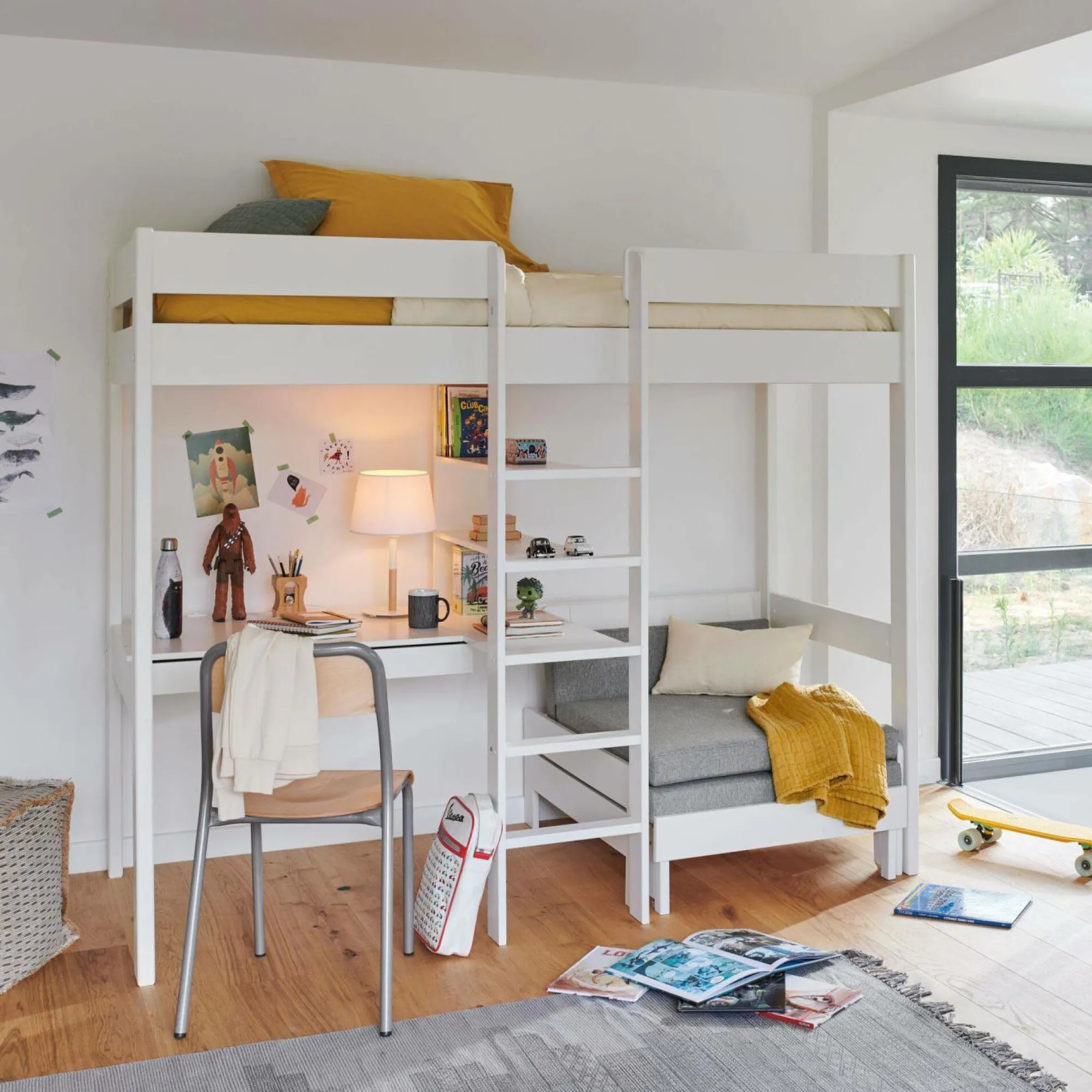 Enfant Camif Lits Mezzanine|Chambres Enfant>Lit mezzanine + fauteuil extensible Tim -