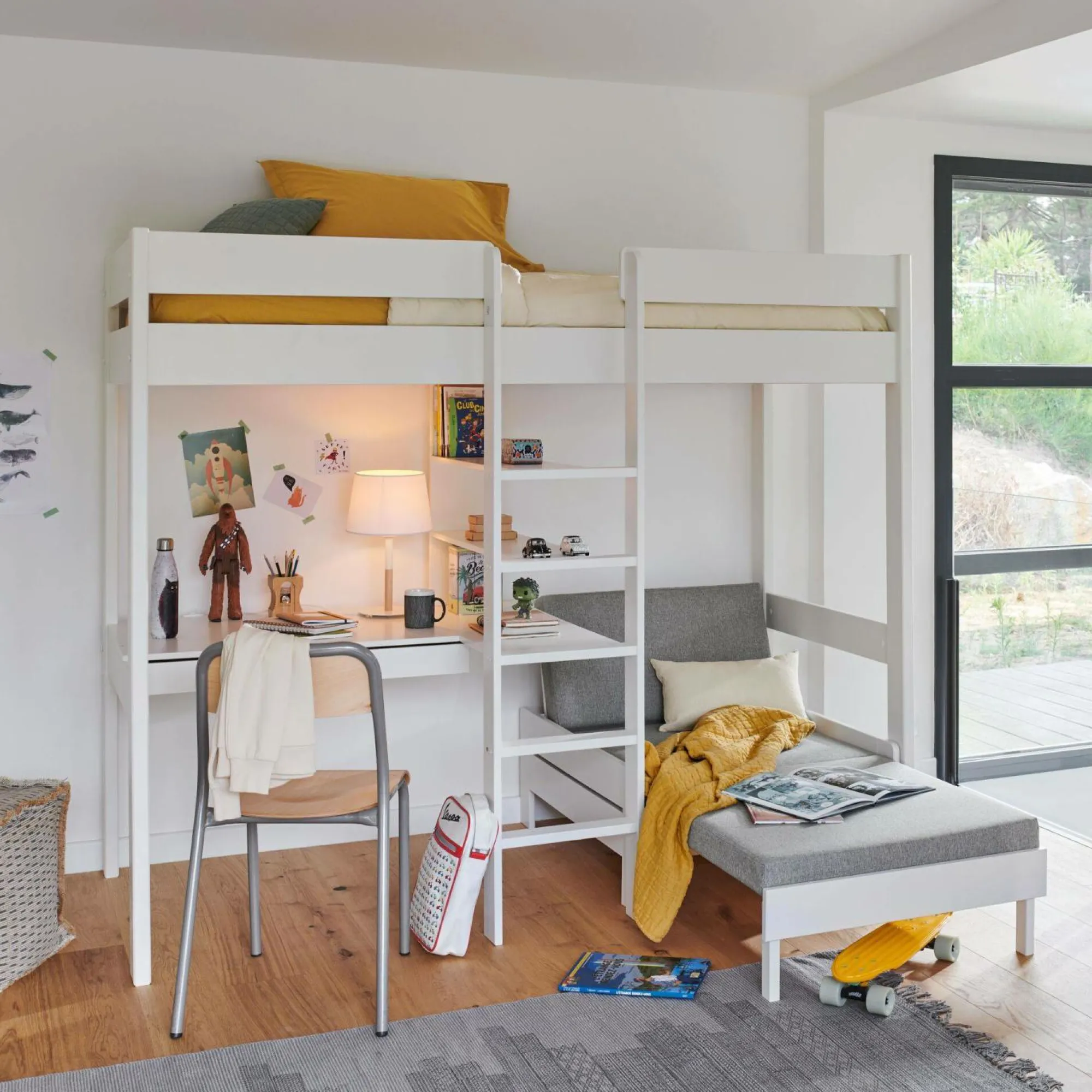Enfant Camif Lits Mezzanine|Chambres Enfant>Lit mezzanine + fauteuil extensible Tim -