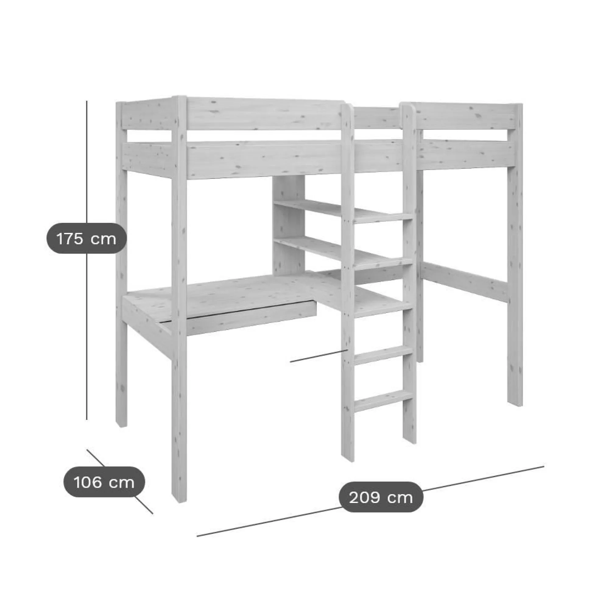 Enfant Camif Lits Mezzanine|Chambres Enfant>Lit mezzanine + fauteuil extensible Tim -