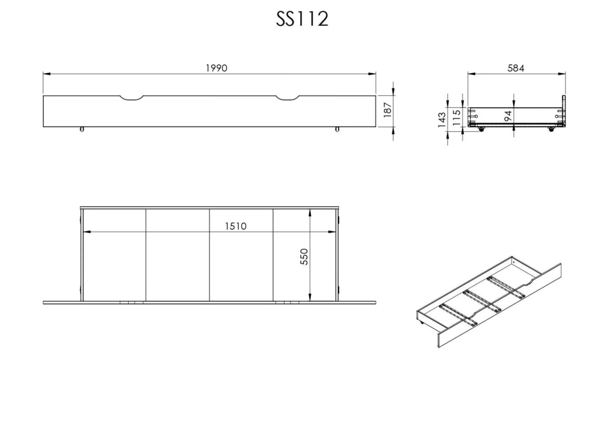 Camif Lits Avec Rangement|Lits Avec Rangement>Lit rangement Théo - - 160 x 200 cm