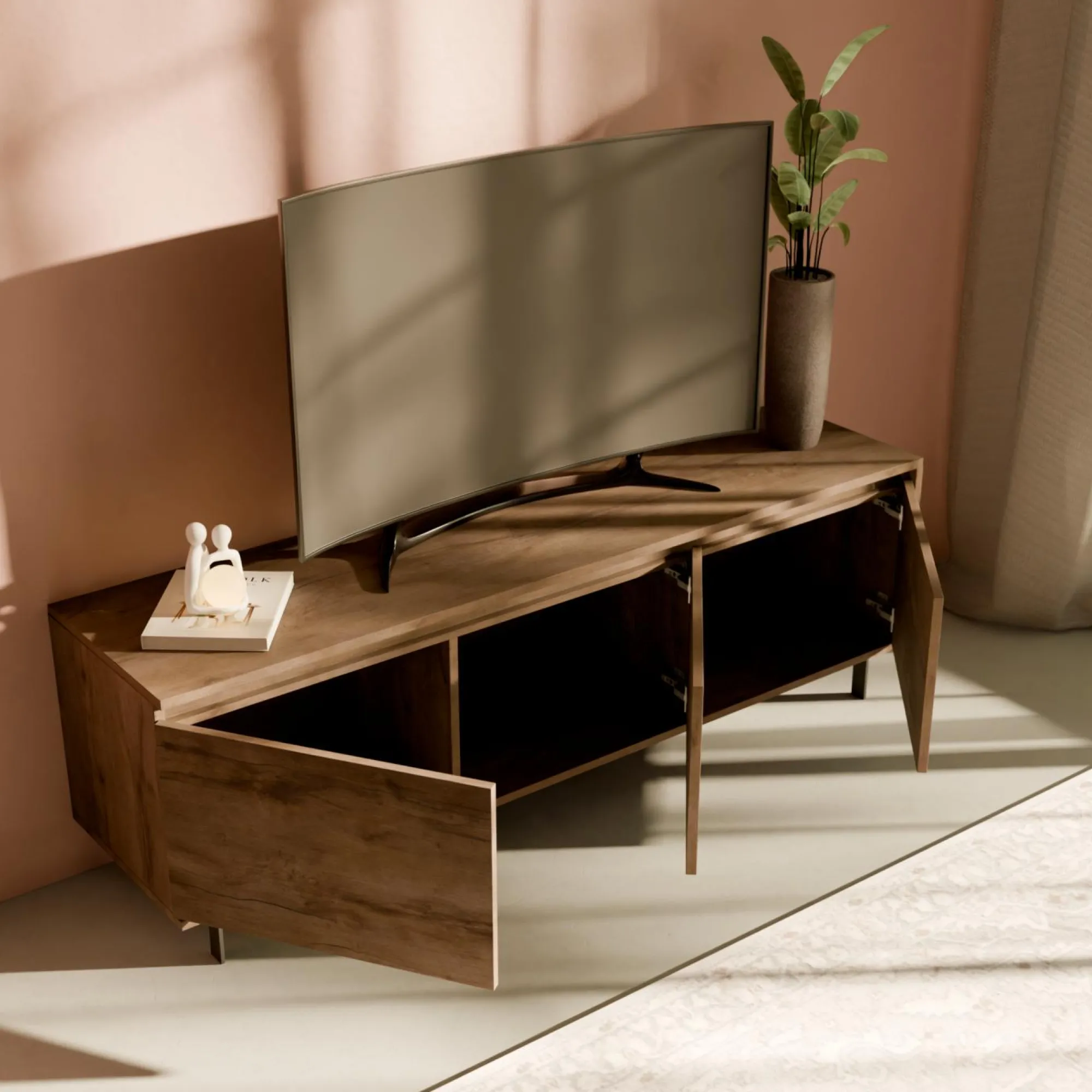 Camif Meubles Tv>Meuble TV 3 portes décor bois Gustavo -