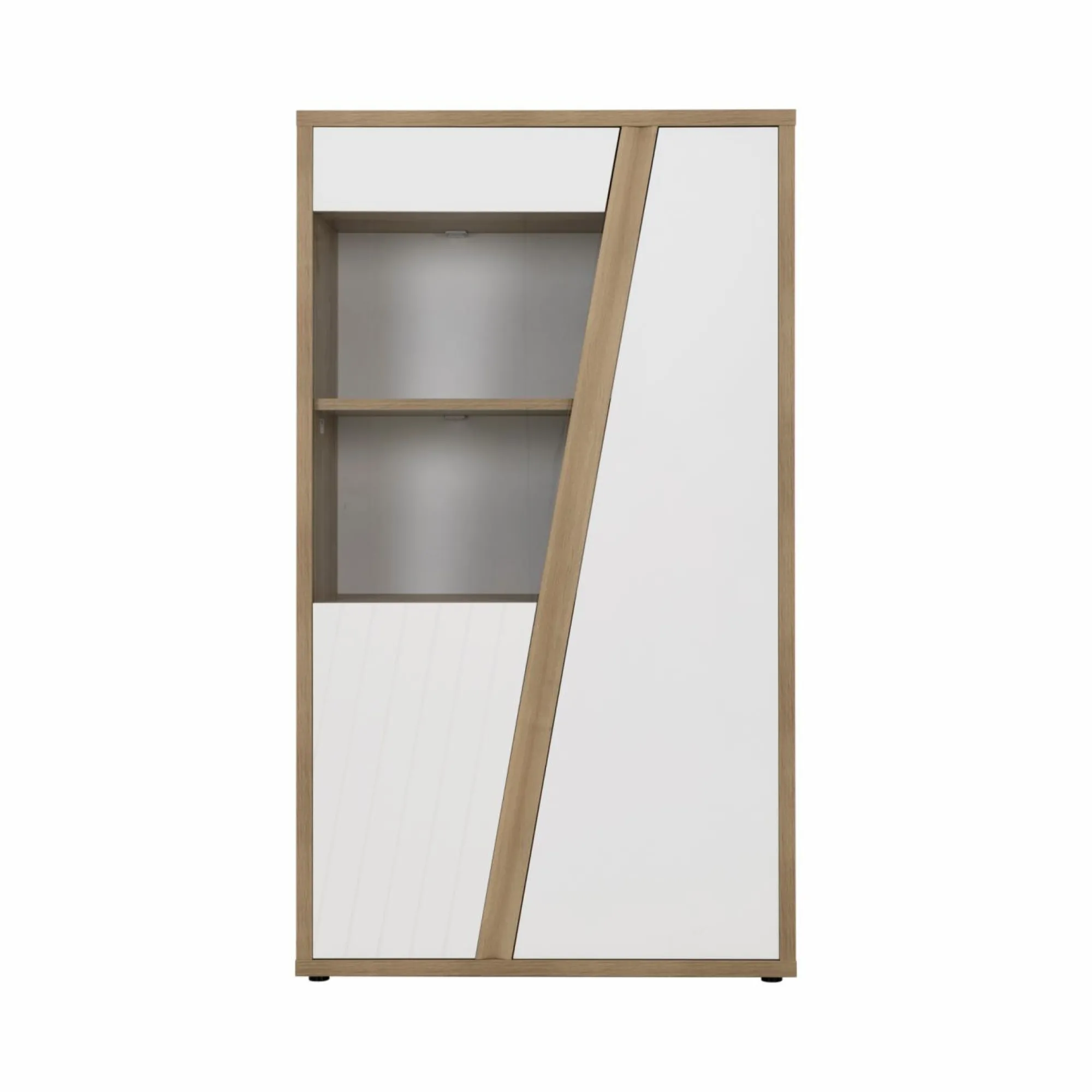 Camif Meubles Vitrines>Meuble vitrine décor bois et blanc 2 portes Gustave