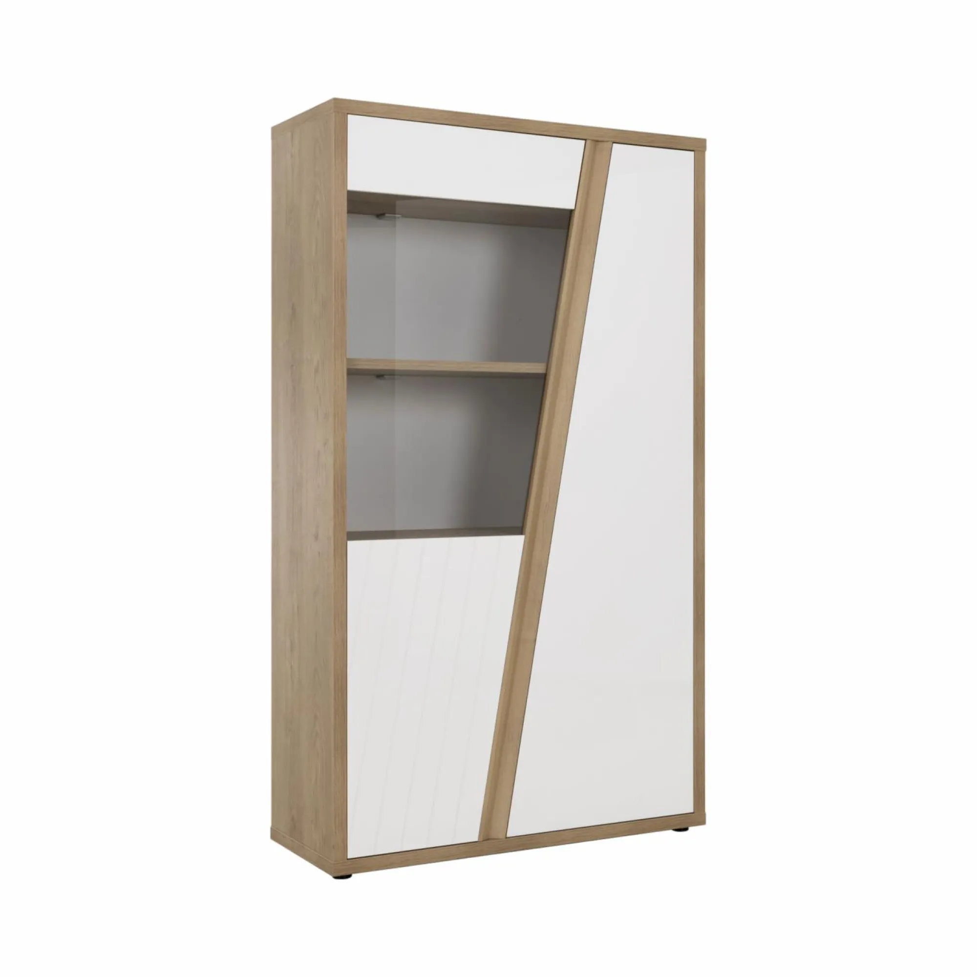Camif Meubles Vitrines>Meuble vitrine décor bois et blanc 2 portes Gustave