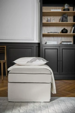 Camif Repose-Pieds>Pouf coton/lin déhoussable Margot -