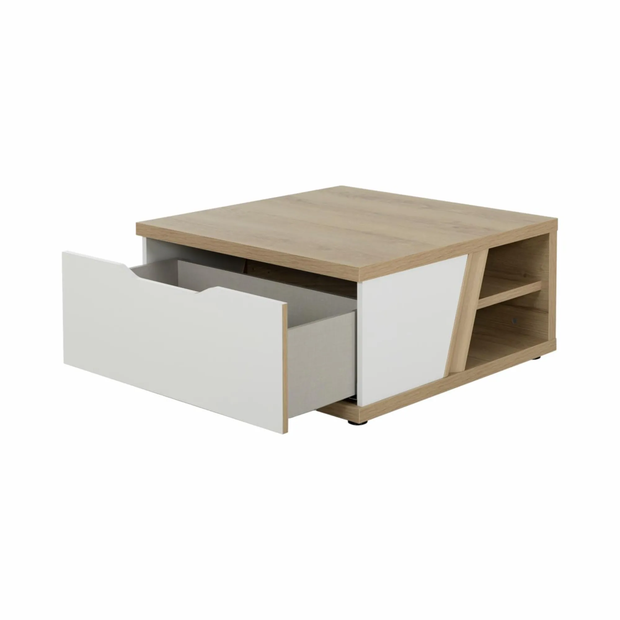 Camif Tables Basses>Table basse carrée décor bois et blanc avec tiroir Gustave