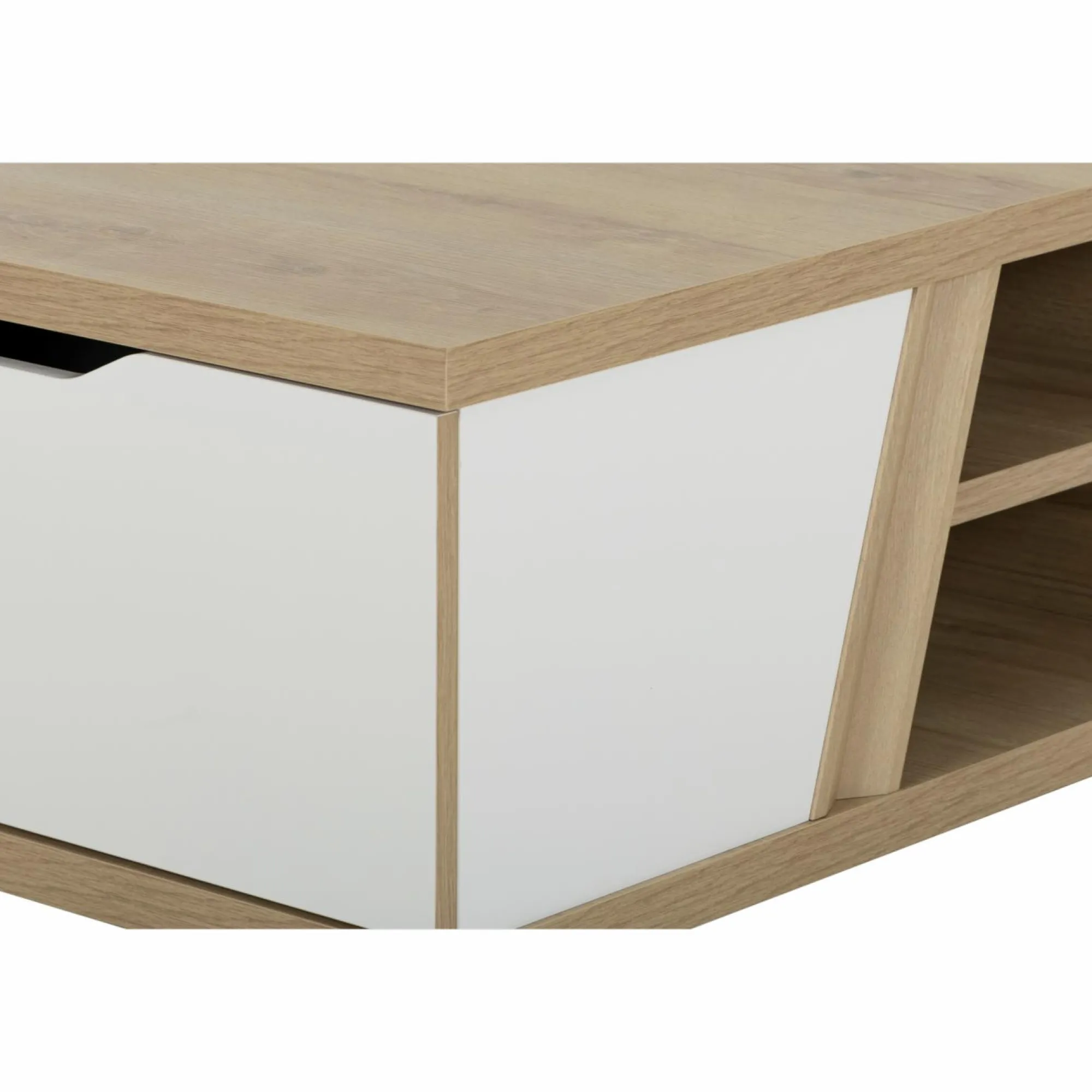Camif Tables Basses>Table basse carrée décor bois et blanc avec tiroir Gustave