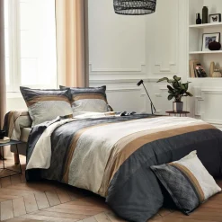 Camif Draps Housse>TRADILINGE Drap housse satin Tiago Noir, sable - 160 x 200 cm