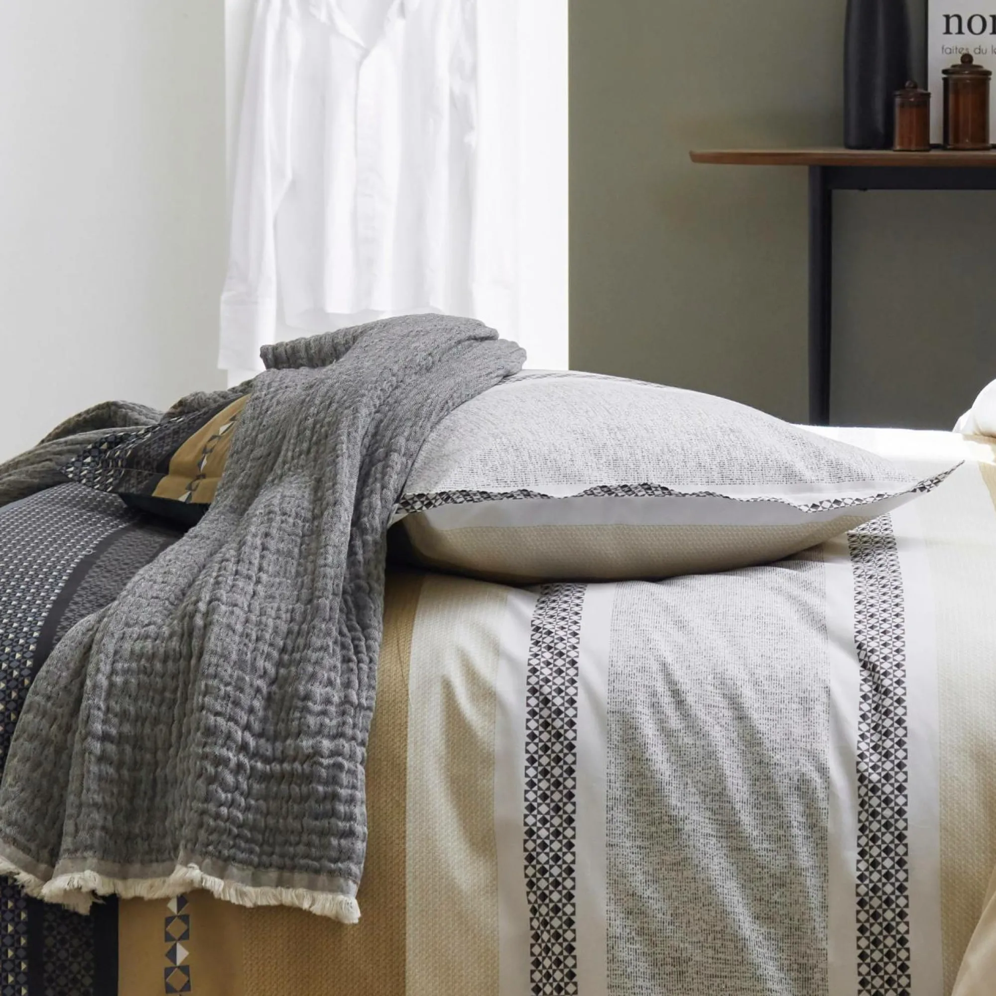 Camif Taies D'Oreiller>TRADILINGE Taie d'oreiller percale Marlow Acier - Taie d'oreiller 50 x 70 cm